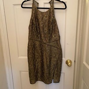 Bcbg NWT gold lace cocktail dress